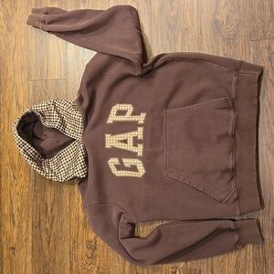 GAP Chocolate Hoodie with Checkered Hood